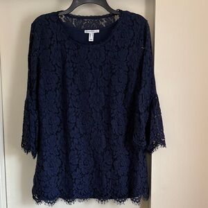 Isaac Mizrahi Navy Lace Women's Top